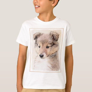 Shetland Sheepdog Puppy Painting Original Dog Art  T-Shirt