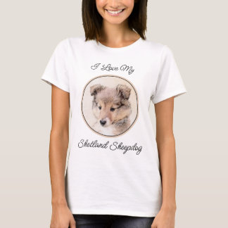 Shetland Sheepdog Puppy Painting Original Dog Art T-Shirt
