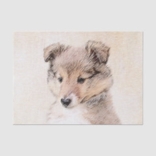 Shetland Sheepdog Puppy Painting Original Dog Art Tissue Paper
