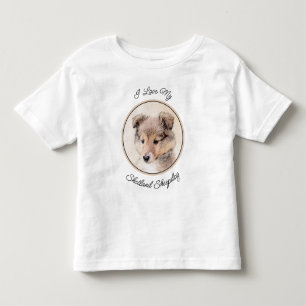 Shetland Sheepdog Puppy Painting Original Dog Art Toddler T-Shirt