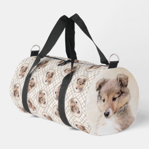 Shetland Sheepdog Puppy Painting Sheltie Dog Art Duffle Bag
