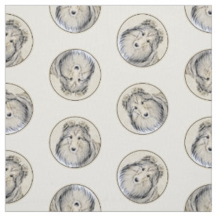Shetland Sheepdog Puppy Painting Sheltie Dog Art Fabric