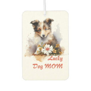Shetland Sheepdog Puppy Pet Watercolor Flower Car Air Freshener