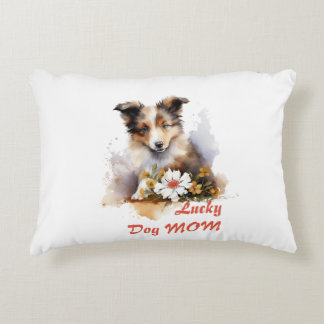 Shetland Sheepdog Puppy Pet Watercolor Flower Decorative Cushion