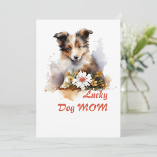 Shetland Sheepdog Puppy Pet Watercolor Flower Invitation