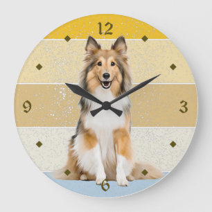 Shetland Sheepdog Retro Sunset Clock