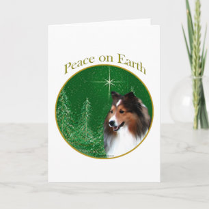 Shetland Sheepdog (sable) Peace Holiday Card
