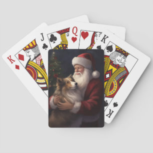 Shetland Sheepdog Santa Claus Festive Christmas Playing Cards