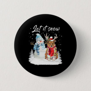 Shetland Sheepdog Santa Dog Christmas Snowman Xmas 6 Cm Round Badge