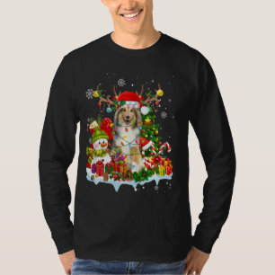 Shetland Sheepdog Santa Hat Reindeer Christmas Lig T-Shirt