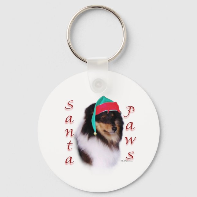 Shetland Sheepdog Santa Paws Key Ring (Front)