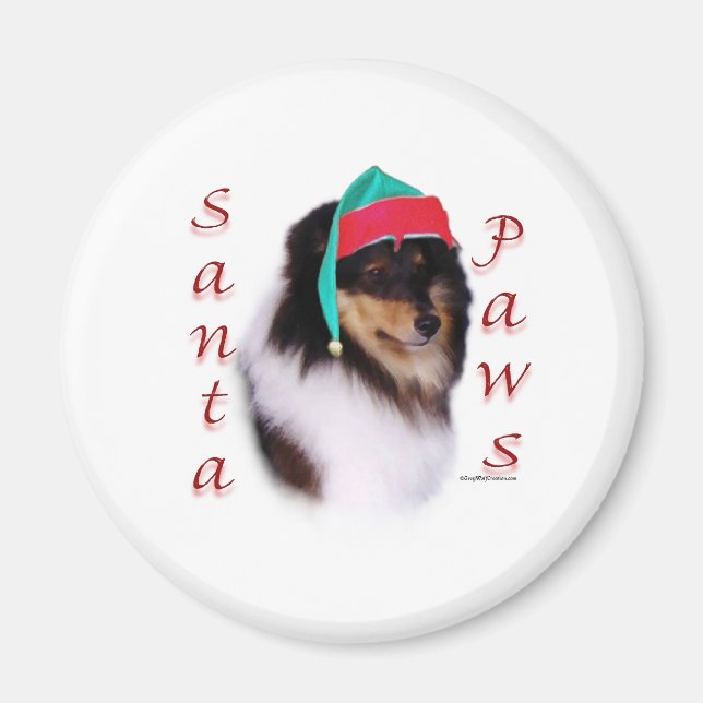 Shetland Sheepdog Santa Paws Magnet (Front)