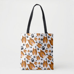 Shetland Sheepdog Scotland Sheltie Dog Puppy Paws Tote Bag