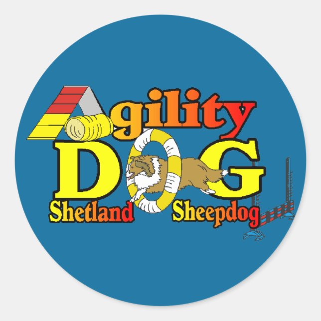 Shetland Sheepdog Sheltie Agility Classic Round Sticker (Front)