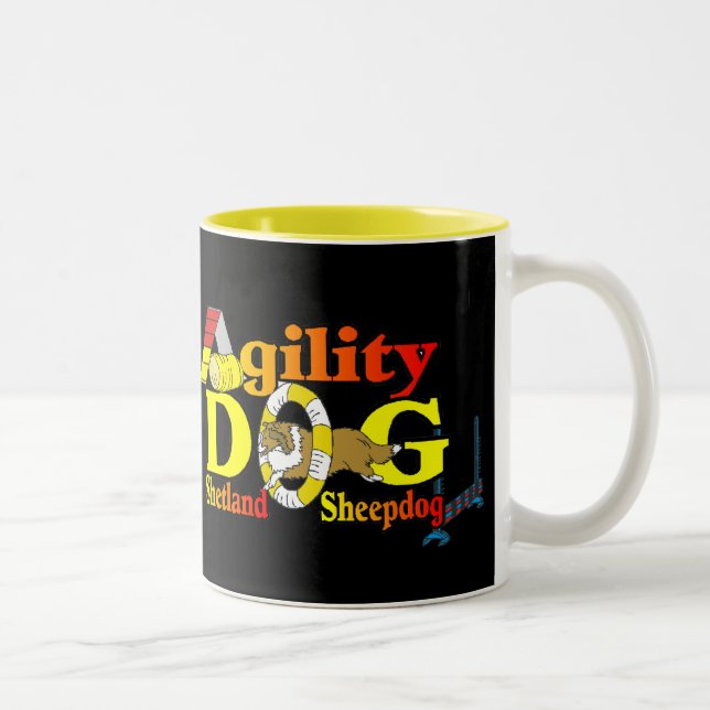 Shetland Sheepdog Sheltie Agility Two-Tone Coffee Mug (Right)