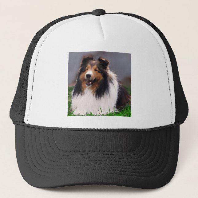 Shetland Sheepdog Sheltie Art Gifts Trucker Hat (Front)