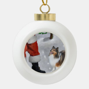 Shetland Sheepdog Sheltie Christmas Ceramic Ball Christmas Ornament