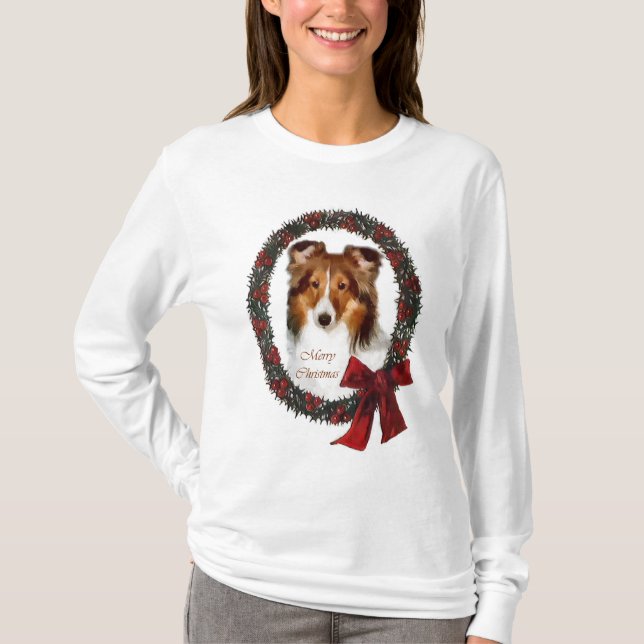 Shetland Sheepdog Sheltie Christmas Gifts T-Shirt (Front)