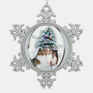 Shetland Sheepdog Sheltie Christmas Snowflake Pewter Christmas Ornament