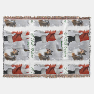 Shetland Sheepdog Sheltie Christmas Throw Blanket