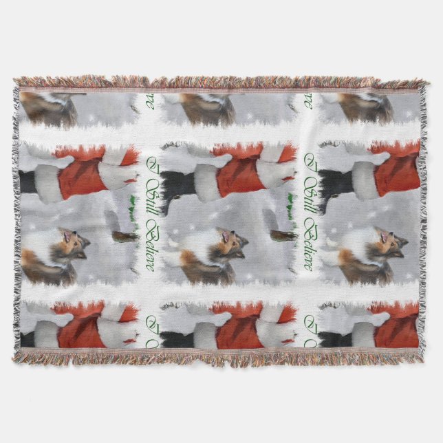 Shetland Sheepdog Sheltie Christmas Throw Blanket (Front)