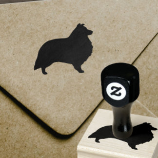Shetland Sheepdog Sheltie Dog Breed Silhouette Rubber Stamp