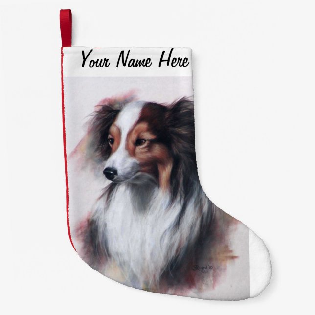 Shetland Sheepdog Sheltie head Small Christmas Stocking (Front)
