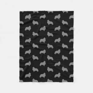 Shetland Sheepdog Sheltie Silhouettes Pattern Fleece Blanket