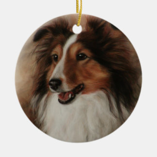 Shetland Sheepdog Sheltie smiling Ceramic Tree Decoration