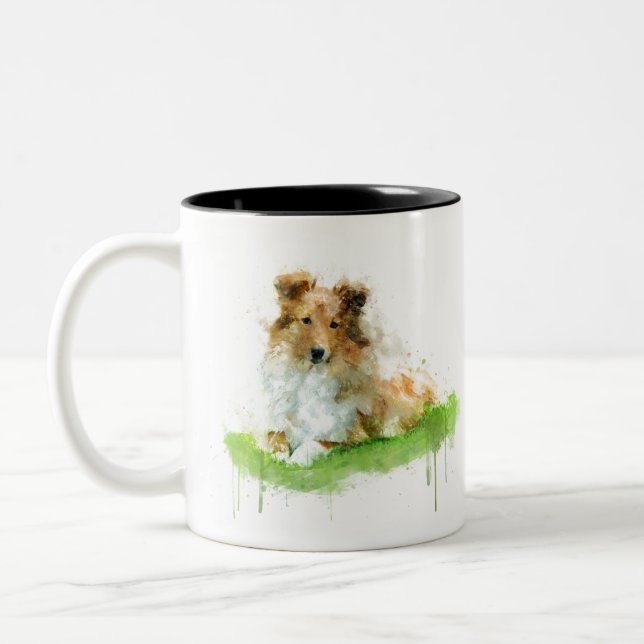 Shetland Sheepdog / sheltie Two-Tone Coffee Mug (Left)