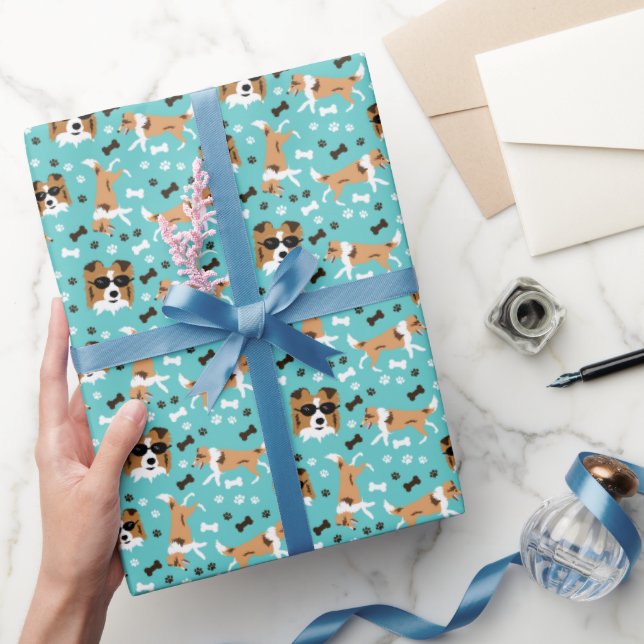 Shetland Sheepdog Shelties Aqua Wrapping Paper (Gifting)