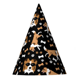 Shetland Sheepdog Shelties Pawprint Pattern Party Hat