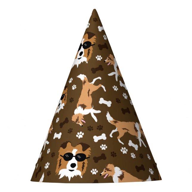 Shetland Sheepdog Shelties Pawprint Pattern Party  Hat (Front)
