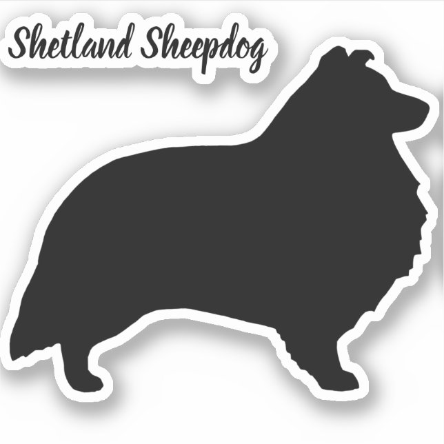 Shetland Sheepdog Silhouette Dog Vinyl Sticker (Front)