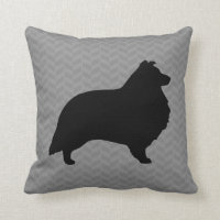 Shetland Sheepdog Silhouette Grey Herringbone