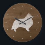 Shetland Sheepdog Silhouette Large Clock<br><div class="desc">Sheltie Lover's Wall Clock. Wood design is printed,  not real wood.</div>