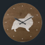 Shetland Sheepdog Silhouette Large Clock<br><div class="desc">Sheltie Lover's Wall Clock. Wood design is printed,  not real wood.</div>