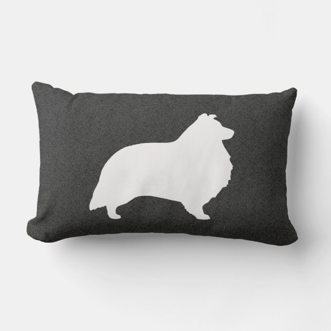 Shetland Sheepdog Silhouette Lumbar Cushion (Front)