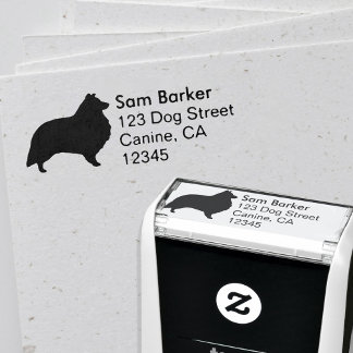 Shetland Sheepdog Silhouette Return Address Self-inking Stamp