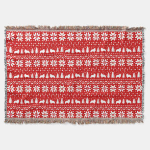 Shetland Sheepdog Silhouettes Christmas Pattern Throw Blanket