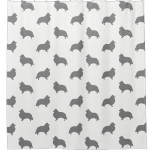Shetland Sheepdog Silhouettes Pattern Shower Curtain