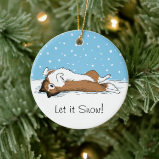 Shetland Sheepdog Snow Dog - Sheltie Holiday Ceramic Tree Decoration