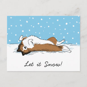Shetland Sheepdog Snow Dog - Sheltie Holiday Postcard