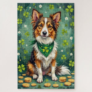 Shetland Sheepdog St Patrick’s Day Lucky Dog Jigsaw Puzzle