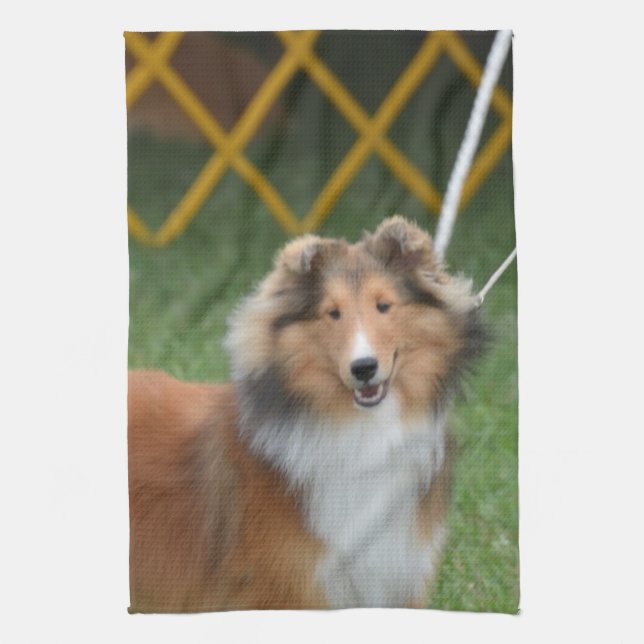 Shetland Sheepdog Tea Towel (Vertical)