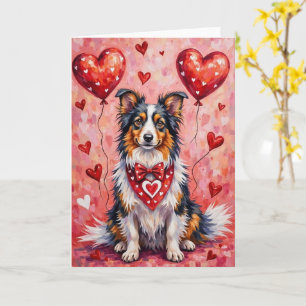 Shetland Sheepdog Valentine Dog Sitting with Heart Card