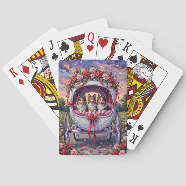 Shetland Sheepdog Valentine's Day  Playing Cards (Back)