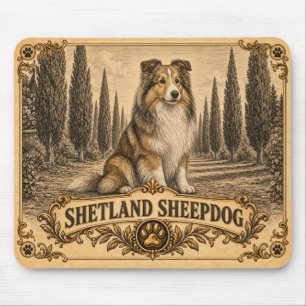 Shetland Sheepdog, Vintage Heritage Dog Mouse Pad