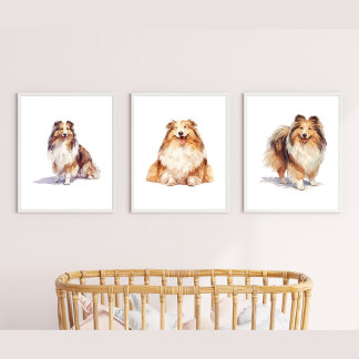 Shetland Sheepdog Wall Art, Sheltie Puppy Art