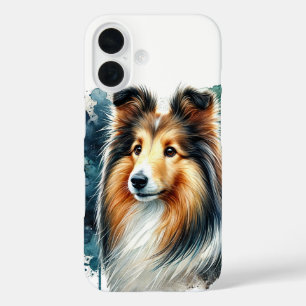 Shetland Sheepdog Watercolor Art iPhone 16 Case